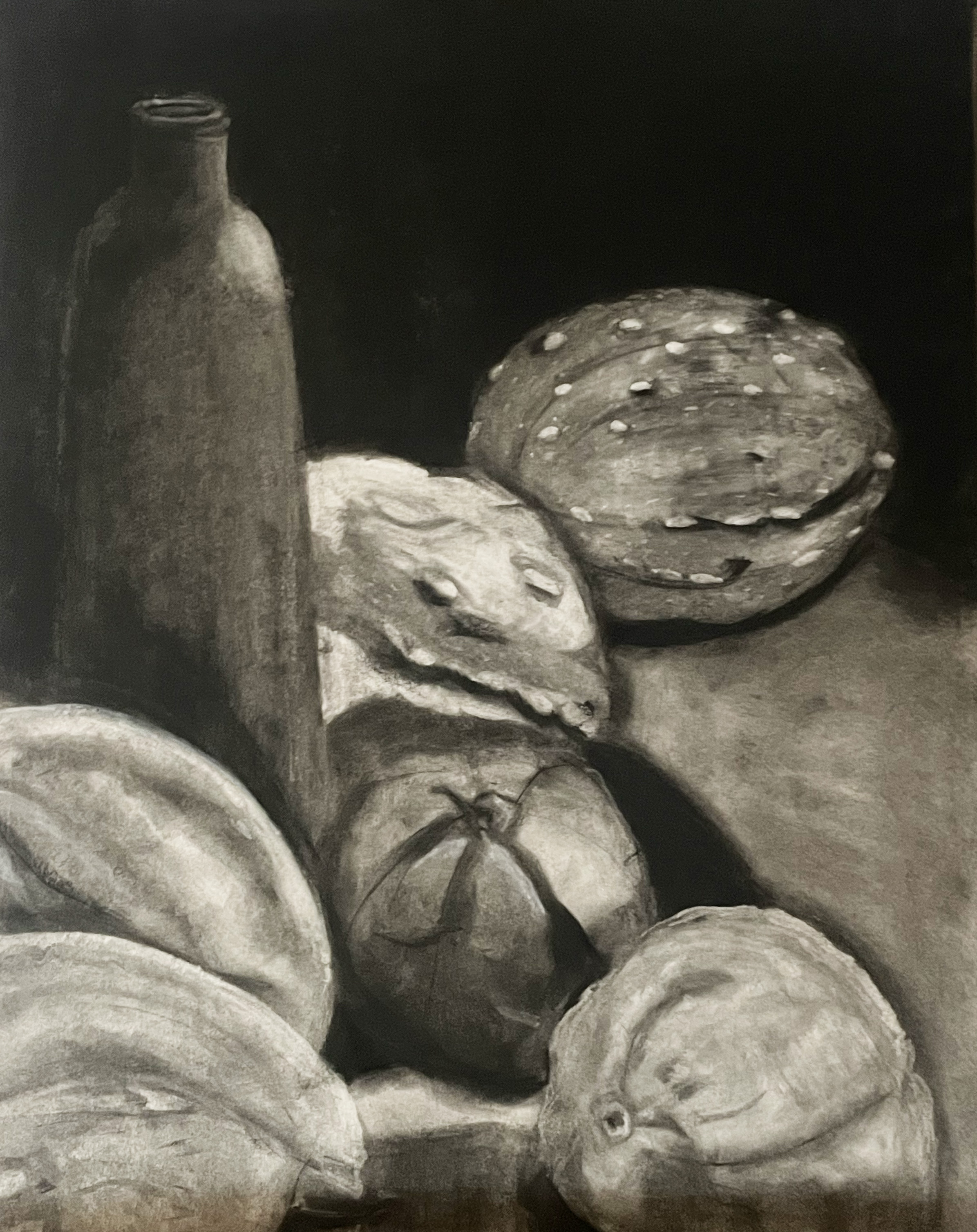 charcoal composition with contrast and texture