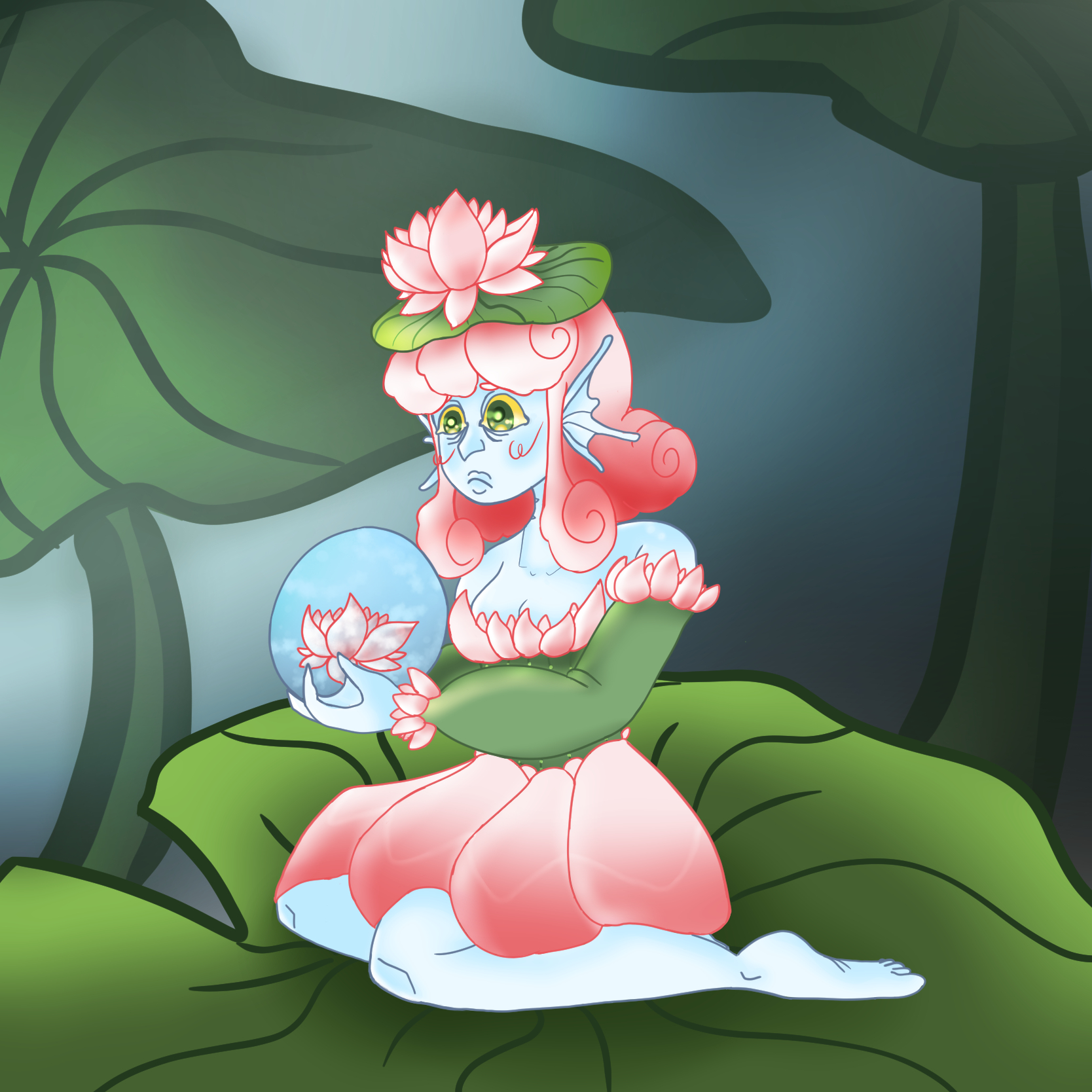 Clip Studio: Lily Maiden character surrounded by delicate lily flowers