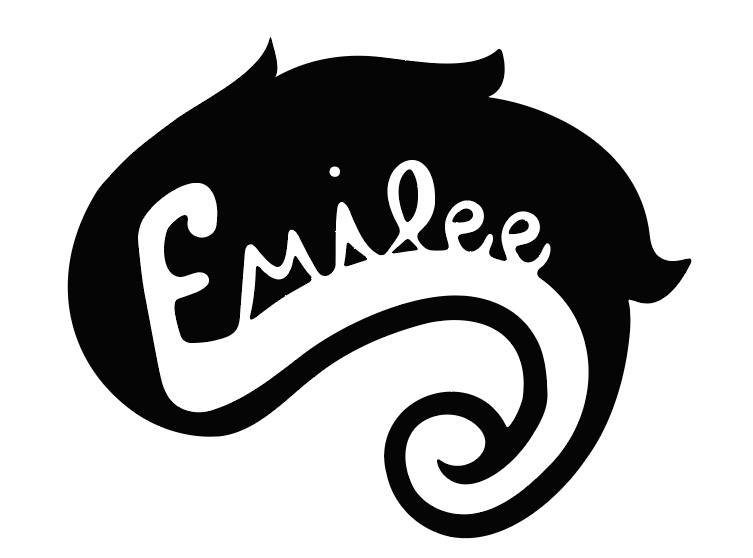 flame-shaped custom logo with name Emilee in white