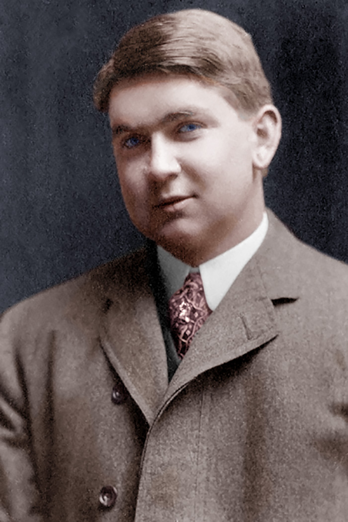 Recoloration of a black and white image of a man